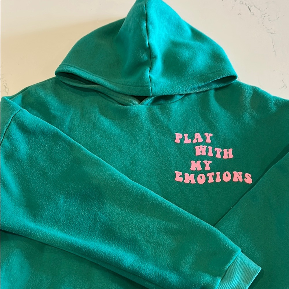 Edikted Teal Hoodie with Pink Label